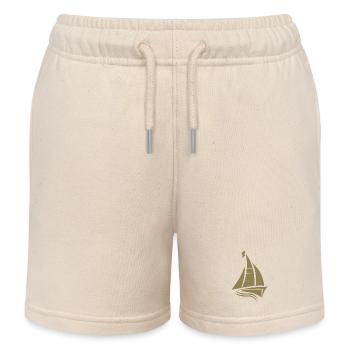 Segeln Segelboot Segler Silhouette Minimalistisch - Kinder Organic Joggingshorts Mini Bolter von Stanley/Stella - Natur - Vorne
