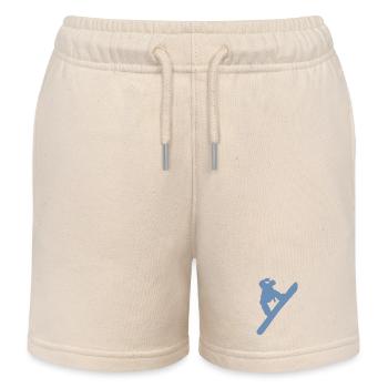 Minimalistischer Snowboarder Wintersport - Kinder Organic Joggingshorts Mini Bolter von Stanley/Stella - Natur - Vorne