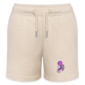 Lost in the Deep Jellyfish – Bioluminescent Ocean  - Kids Organic Sweat Shorts by Stanley/Stella - soft Ecru - Front