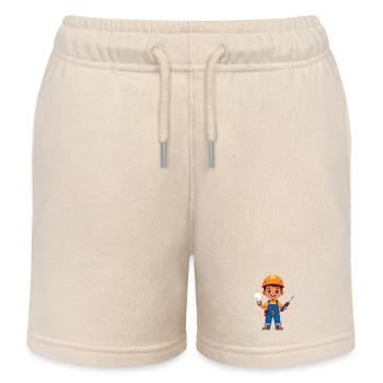 Kleiner Elektriker mit Schraubenzieher & Lampe - Kinder Organic Joggingshorts Mini Bolter von Stanley/Stella - Natur - Vorne