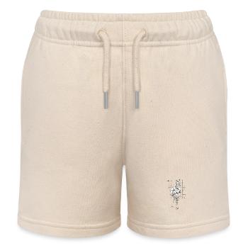 Weiße Blumen auf schwarzem Hintergrund - Kinder Organic Joggingshorts Mini Bolter von Stanley/Stella - Natur - Vorne