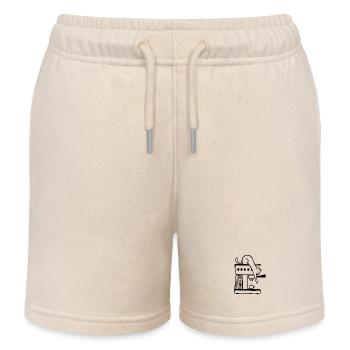 Minimalist Coffee Cat - Kids Organic Sweat Shorts by Stanley/Stella - soft Ecru - Front