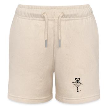Siamese Cat - Flying Saucer - Kids Organic Sweat Shorts by Stanley/Stella - soft Ecru - Front