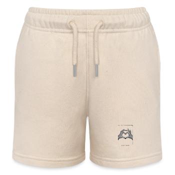 Black and White Heart Hand – Dark Valentine - Kids Organic Sweat Shorts by Stanley/Stella - soft Ecru - Front