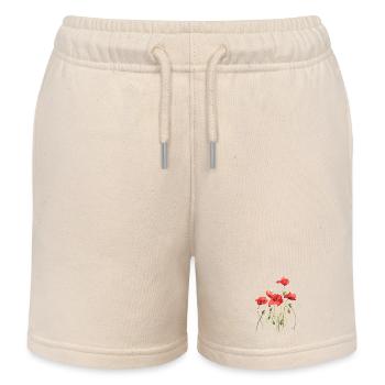 red poppies - Kids Organic Sweat Shorts by Stanley/Stella - soft Ecru - Front