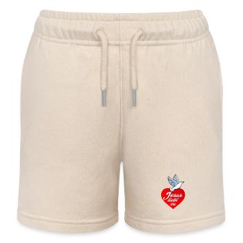 Jesus liebt eu - Kinder Organic Joggingshorts Mini Bolter von Stanley/Stella - Natur - Vorne