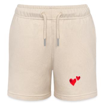Hearts Love In Love Valentine's Day - Kids Organic Sweat Shorts by Stanley/Stella - soft Ecru - Front
