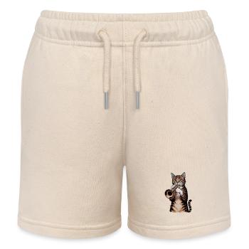 Trompeten-Katze - Kinder Organic Joggingshorts Mini Bolter von Stanley/Stella - Natur - Vorne