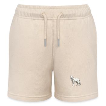 Wolf Animal - Kids Organic Sweat Shorts by Stanley/Stella - soft Ecru - Front