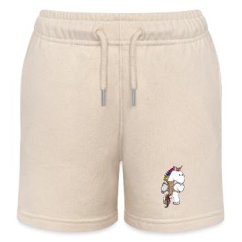 Licorne de dessin animé avec sac à dos - Short de jogging enfant bio Stanley/Stella - écru doux - Devant