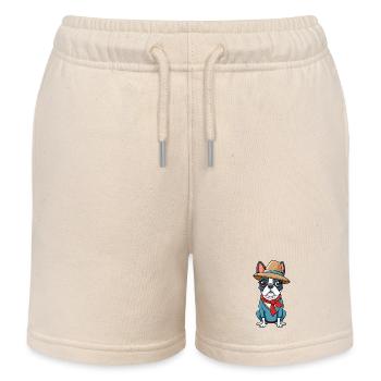 Boston Terrier Photo Shoot - Kids Organic Sweat Shorts by Stanley/Stella - soft Ecru - Front