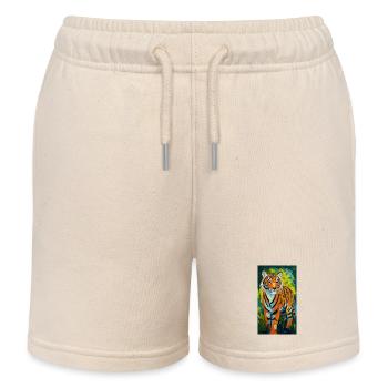 Tiger Painting Painting Comic Art Asia Animals - Kids Organic Sweat Shorts by Stanley/Stella - soft Ecru - Front