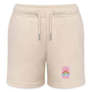 Unicorn Glitter and Stardust First Class Pink - Kids Organic Sweat Shorts by Stanley/Stella - soft Ecru - Front