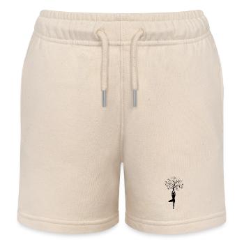Tree Pose Silhouette Yoga - Kids Organic Sweat Shorts by Stanley/Stella - soft Ecru - Front