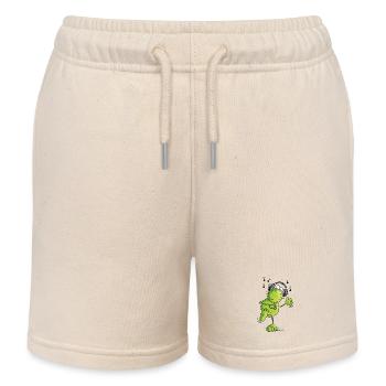 Grenouille avec écouteurs - Short de jogging enfant bio Stanley/Stella - écru doux - Devant