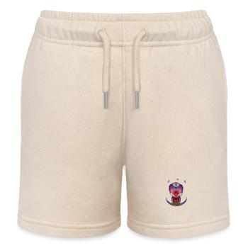 Cute Sleeping Bird White Stars - Kids Organic Sweat Shorts by Stanley/Stella - soft Ecru - Front