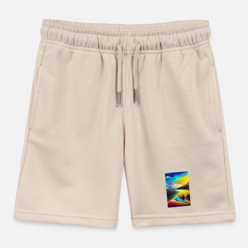 Landschaft mit See, Boot und Berge Kinder Organic Joggingshorts Mini Bolter von Stanley/Stella