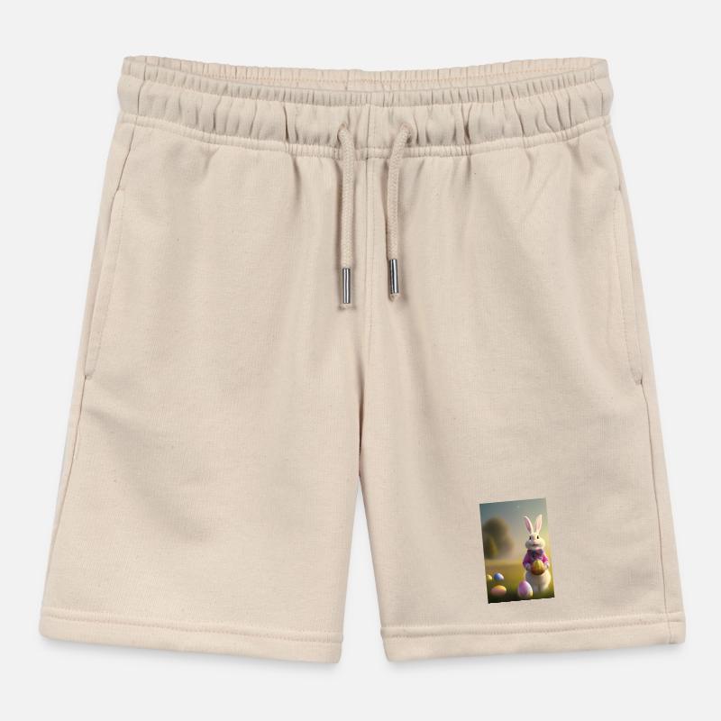 Easter Bunny with Easter Eggs Kids Organic Sweat Shorts by Stanley/Stella