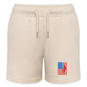 Patriotic BMX cyclist - Kids Organic Sweat Shorts by Stanley/Stella - soft Ecru - Front