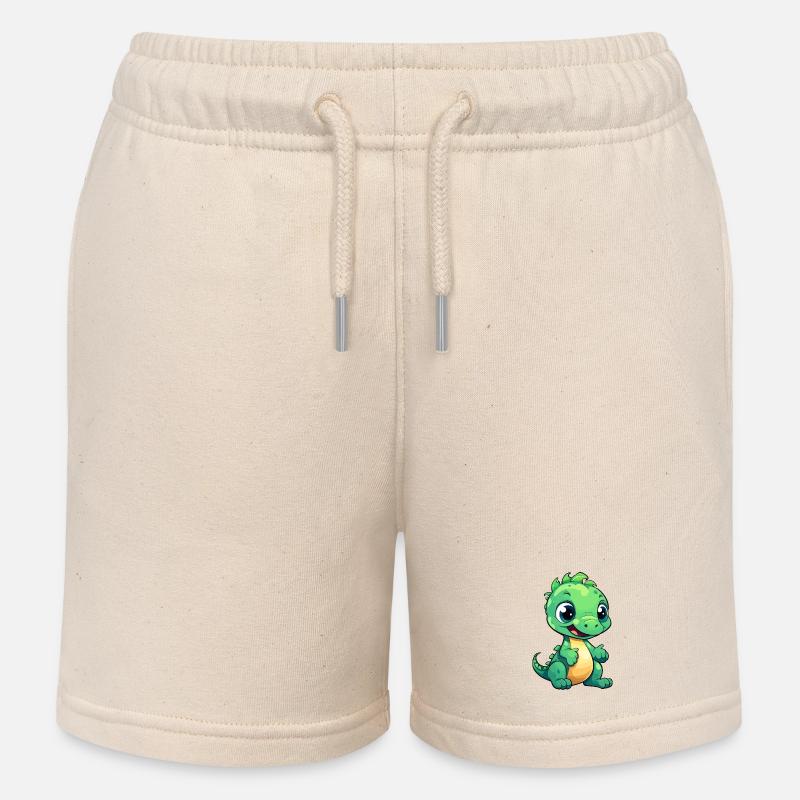 Mignon bébé dinosaure souriant - Short de jogging enfant bio Stanley/Stella - écru doux