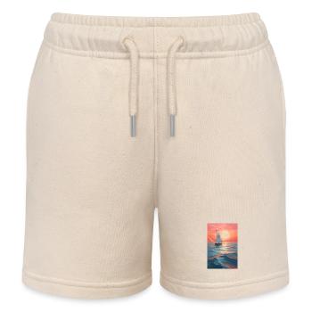 Maritime Landscape in a Geometric Style - Kids Organic Sweat Shorts by Stanley/Stella - soft Ecru - Front