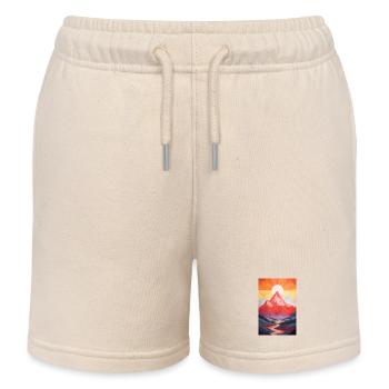 Mountain Landscape with Sunset - Kids Organic Sweat Shorts by Stanley/Stella - soft Ecru - Front