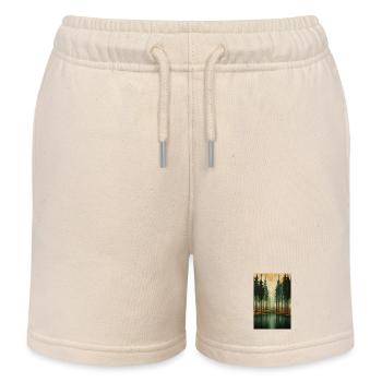 Forest Landscape in Geometric Style - Kids Organic Sweat Shorts by Stanley/Stella - soft Ecru - Front