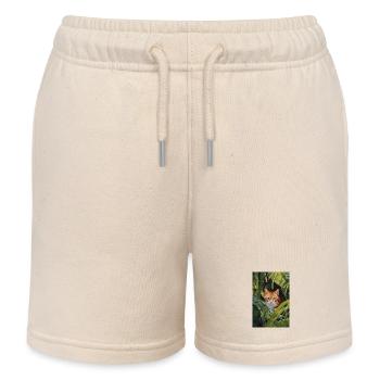 Cute ginger cat illustration - Kids Organic Sweat Shorts by Stanley/Stella - soft Ecru - Front