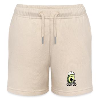 Pedaling Pit: The Cycling Avocado - Kids Organic Sweat Shorts by Stanley/Stella - soft Ecru - Front