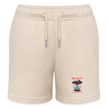 DRÔLE D’INVASION D’OVNI RÉTRO BEAM ME UP J’AI DU STYLE - Short de jogging enfant bio Stanley/Stella - écru doux - Devant