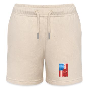 Fiddle USA Flag - Kids Organic Sweat Shorts by Stanley/Stella - soft Ecru - Front