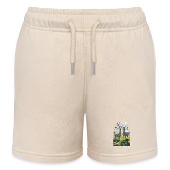 Zwei fluffige Lamas Alpakas auf der Wiese - Kinder Organic Joggingshorts Mini Bolter von Stanley/Stella - Natur - Vorne