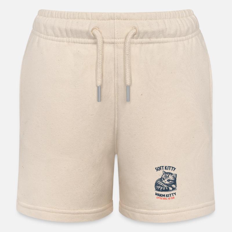 Soft Kitty - Kids Organic Sweat Shorts by Stanley/Stella - soft Ecru