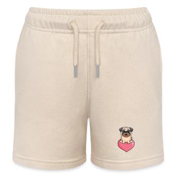 Pug - Kids Organic Sweat Shorts by Stanley/Stella - soft Ecru - Front