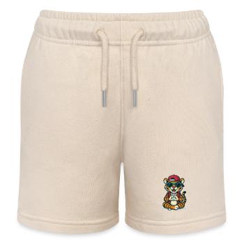 Chill Heart Tiger - Kids Organic Sweat Shorts by Stanley/Stella - soft Ecru - Front