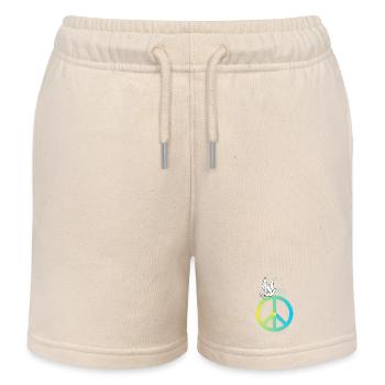 Peace Sign Dove of Peace - Kids Organic Sweat Shorts by Stanley/Stella - soft Ecru - Front