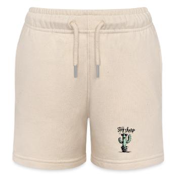 Humorvoller Kaktus mit Sonnenbrille - Kinder Organic Joggingshorts Mini Bolter von Stanley/Stella - Natur - Vorne