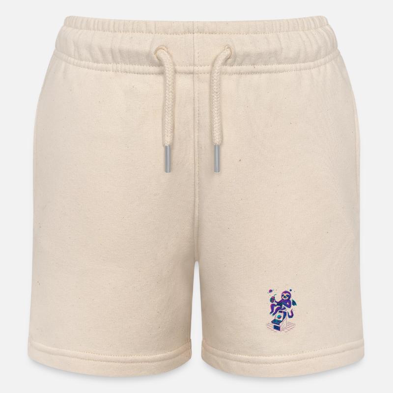 Space Gamer Sloth avec boisson et arcade - Short de jogging enfant bio Stanley/Stella - écru doux