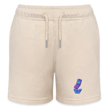 Retro Flip Phone with Heart and Star - Kids Organic Sweat Shorts by Stanley/Stella - soft Ecru - Front