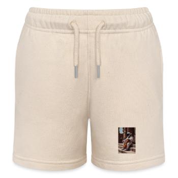 Astronaut mit Cello auf uralten Stufen - Kinder Organic Joggingshorts Mini Bolter von Stanley/Stella - Natur - Vorne