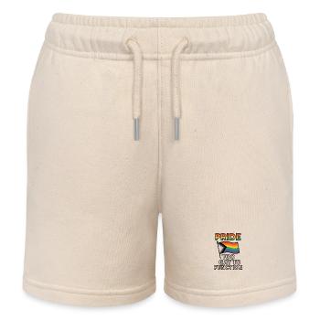 Buntes Pride-Flaggen-Design mit Humor - Kinder Organic Joggingshorts Mini Bolter von Stanley/Stella - Natur - Vorne