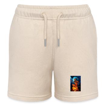Humanoider Schamane Wolf - Kinder Organic Joggingshorts Mini Bolter von Stanley/Stella - Natur - Vorne