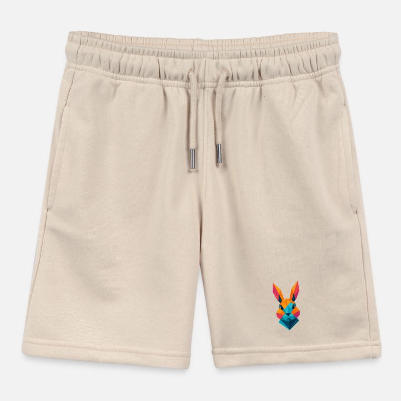 Rabbit | Bunny Head Print / Print / Design Kids Organic Sweat Shorts by Stanley/Stella