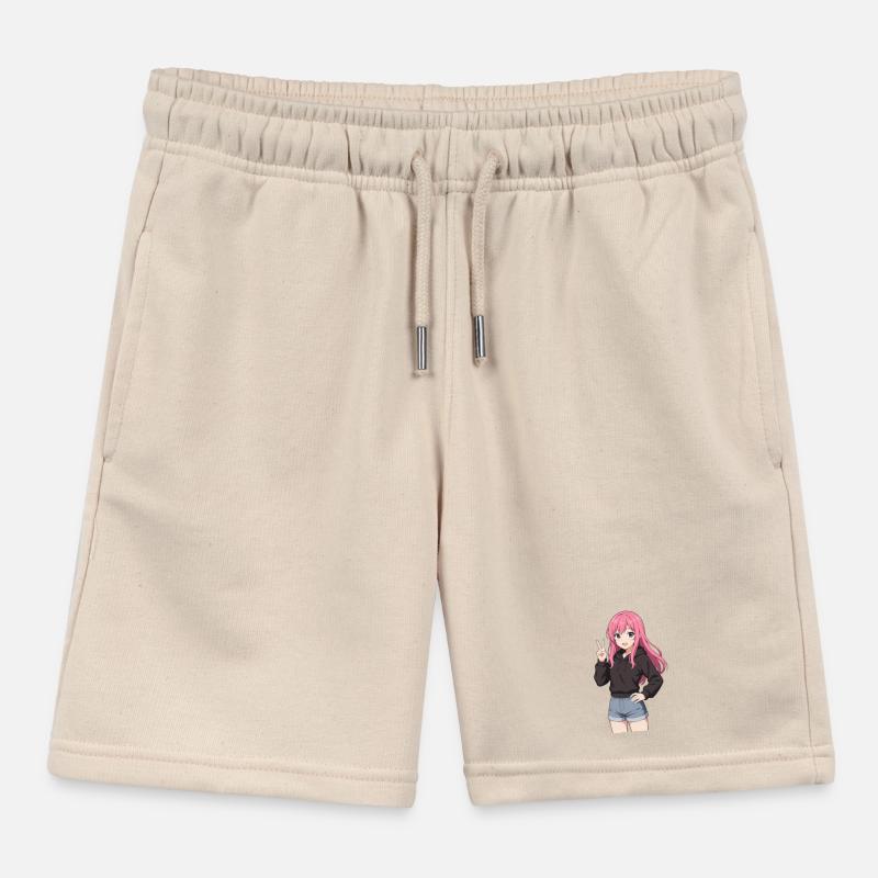 Anime-Mädchen mit rosa Kapuzenpullover Kinder Organic Joggingshorts Mini Bolter von Stanley/Stella
