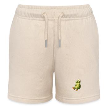 Gurkenmasken-Frosch im Spa - Kinder Organic Joggingshorts Mini Bolter von Stanley/Stella - Natur - Vorne