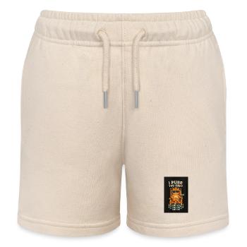 Cat King Commands with Tuna - Kids Organic Sweat Shorts by Stanley/Stella - soft Ecru - Front
