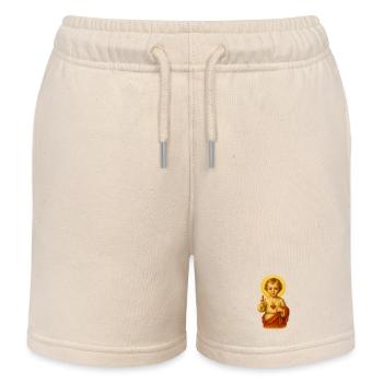Child Jesus with a halo - Kids Organic Sweat Shorts by Stanley/Stella - soft Ecru - Front