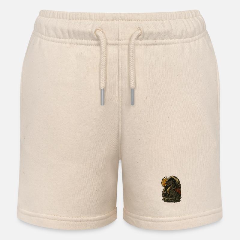 Dragon enflammé - Short de jogging enfant bio Stanley/Stella - écru doux