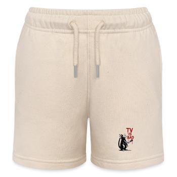 Kater malt TV ist schlecht - Kinder Organic Joggingshorts Mini Bolter von Stanley/Stella - Natur - Vorne