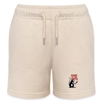 GraffitiCat Red Message - Kids Organic Sweat Shorts by Stanley/Stella - soft Ecru - Front